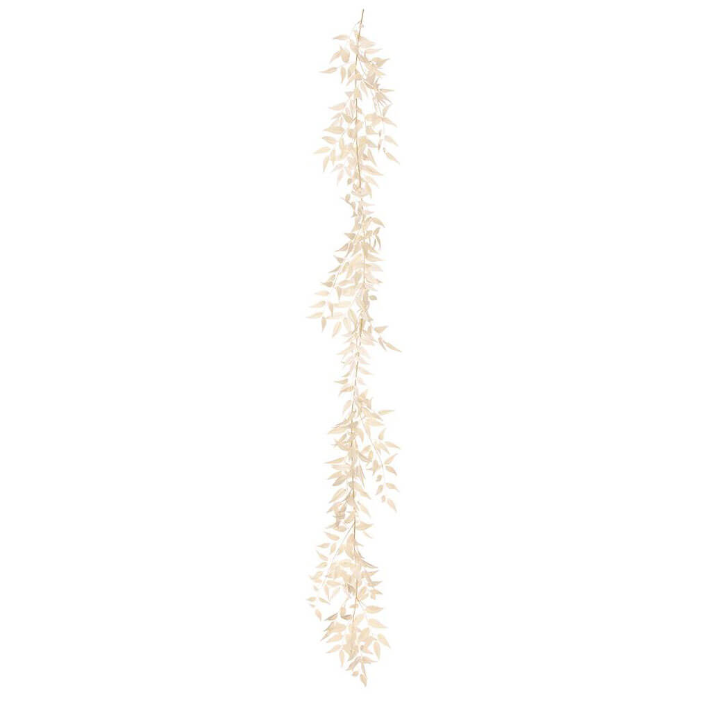 Italian Ruscus Leaf Garland Cream, 6ft