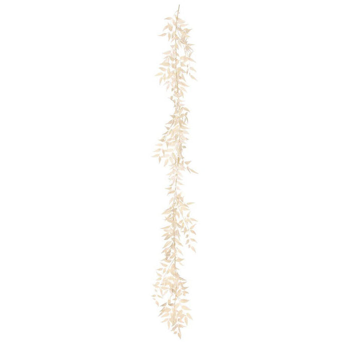 Italian Ruscus Leaf Garland Cream, 6ft