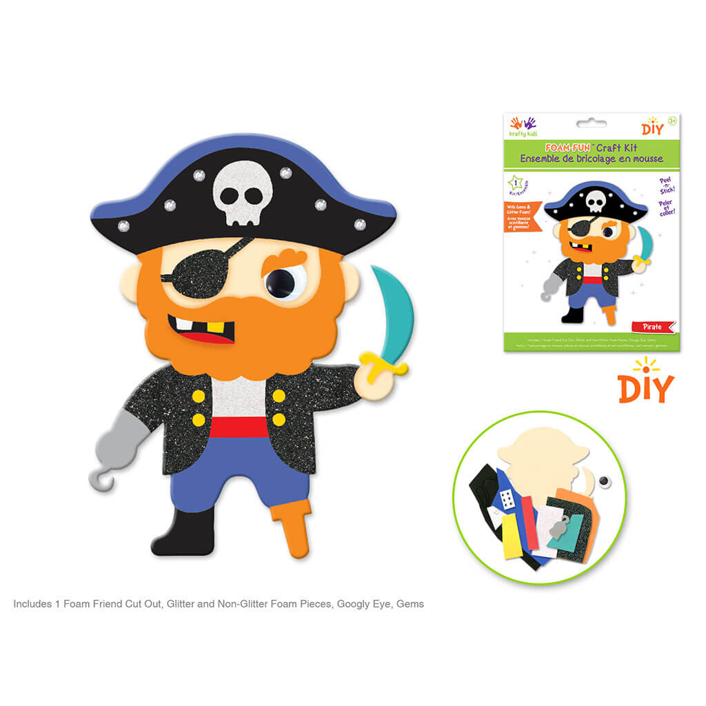 DIY Foam Friends Craft Kit Peel-n-Stick, Pirate