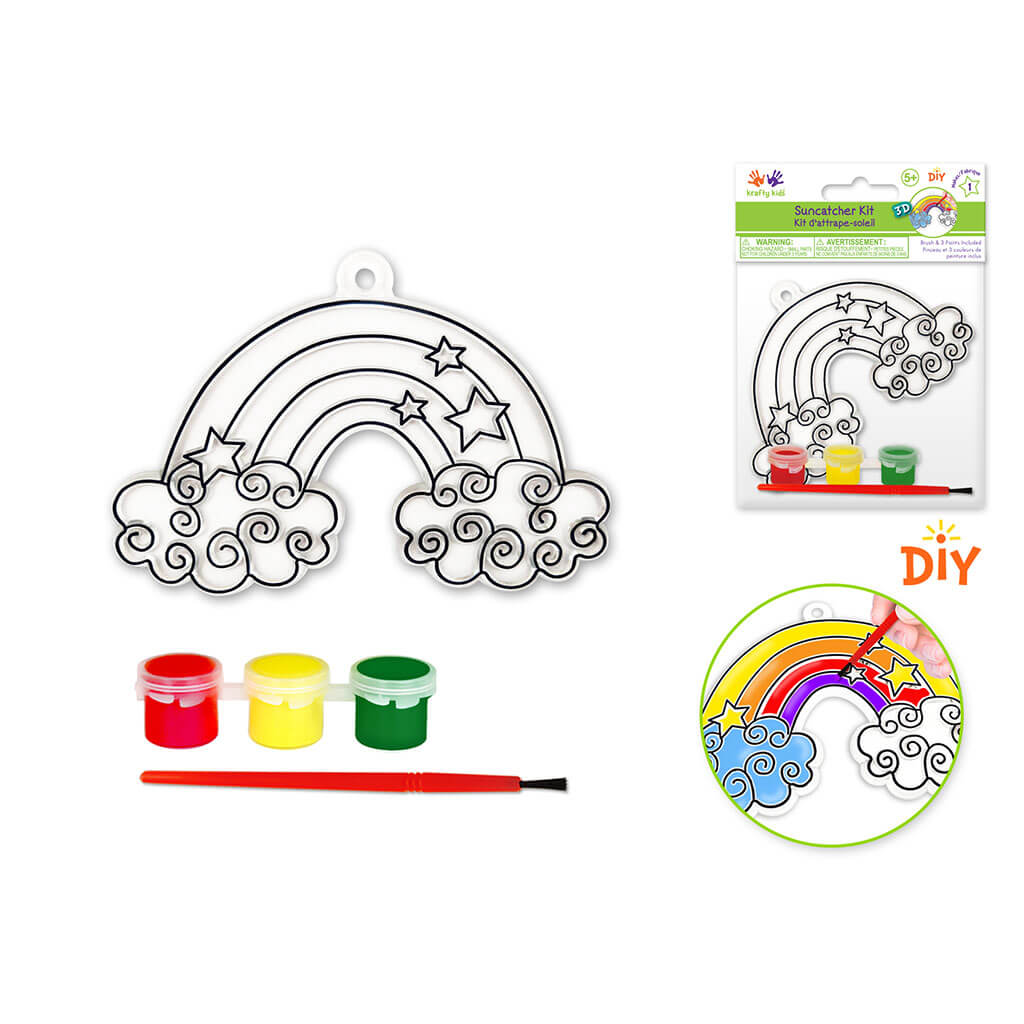 3D DIY 3.5in-4.3in Suncatcher with 3 Paints &amp; Applicator, Rainbow