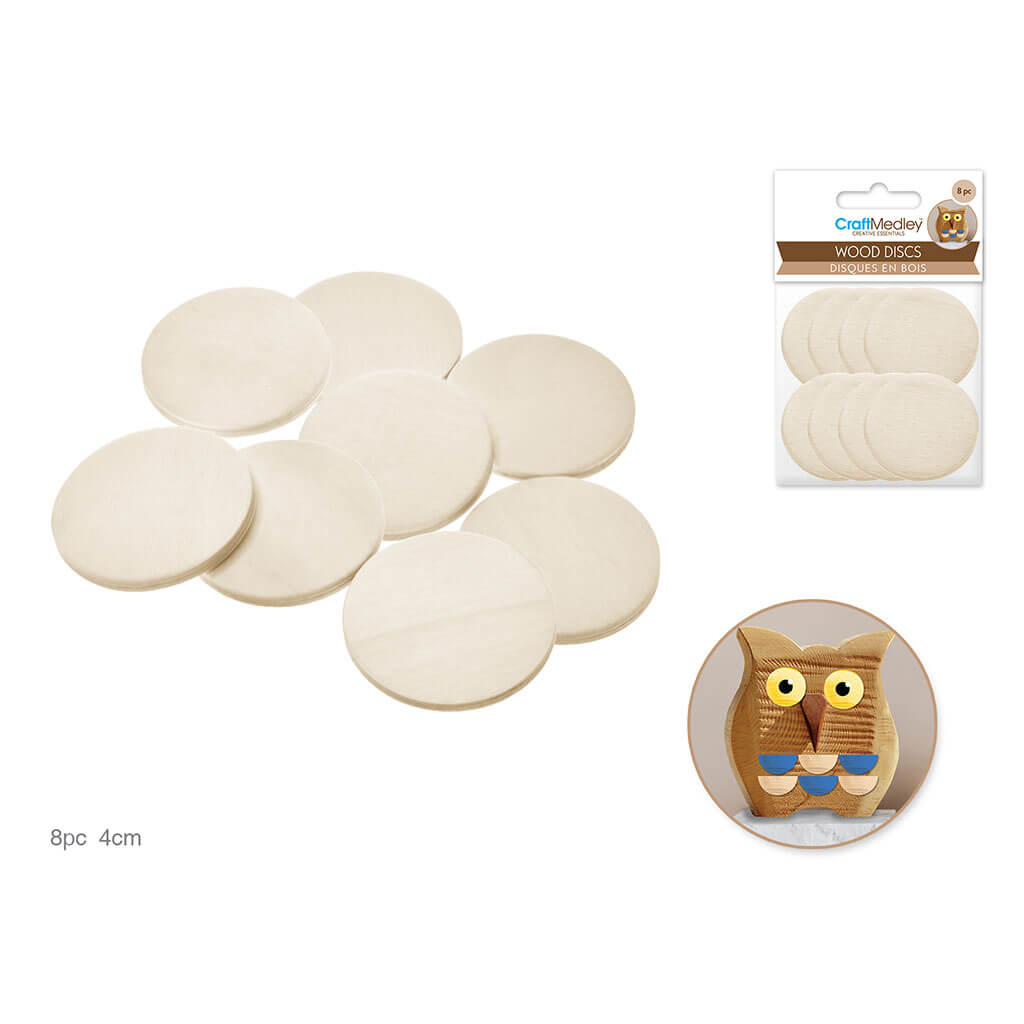 Craftwood: Wood Discs 3.8mm Thick 4cm 8pc