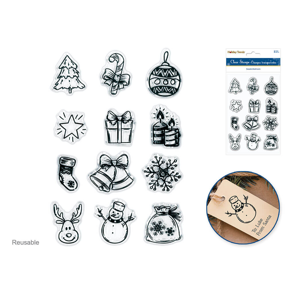 Holiday Trendz 4.3in x 6.3in Clear Stamps Reusable, Seasonal Icons