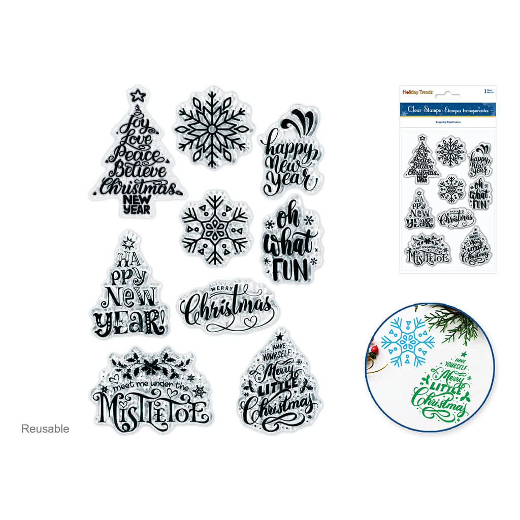 Holiday Trendz 4.3in x 6.3in Clear Stamps Reusable, Holiday Sentiments