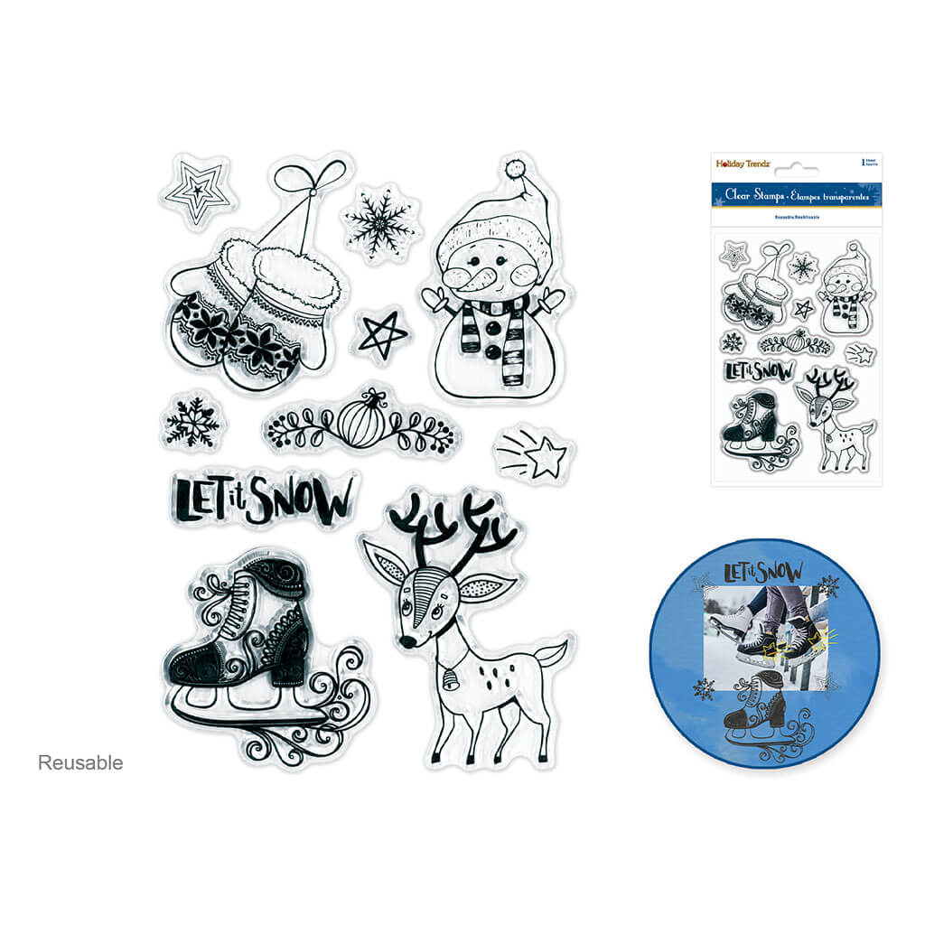 Holiday Trendz 4.3in x 6.3in Clear Stamps Reusable, Let It Snow