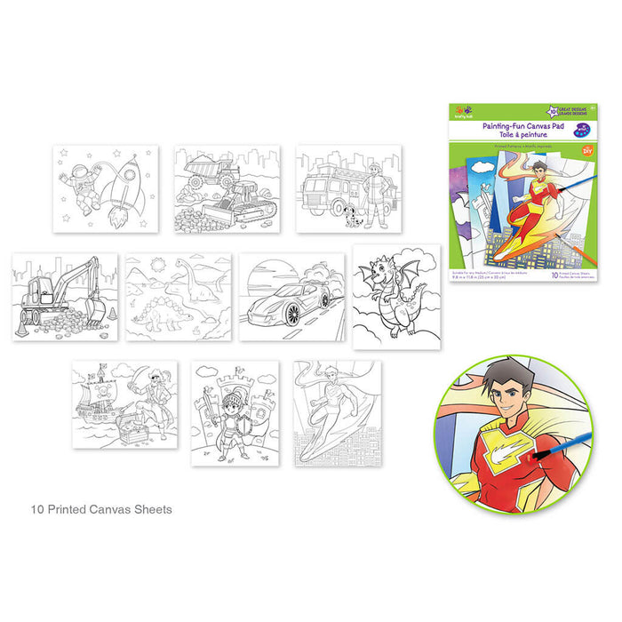 Canvas Pad with Design Outlines 10 Sht Asst, 9.8in x11.8in