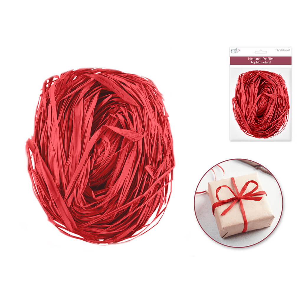 Craft Decor Raffia Colored 2oz, Red