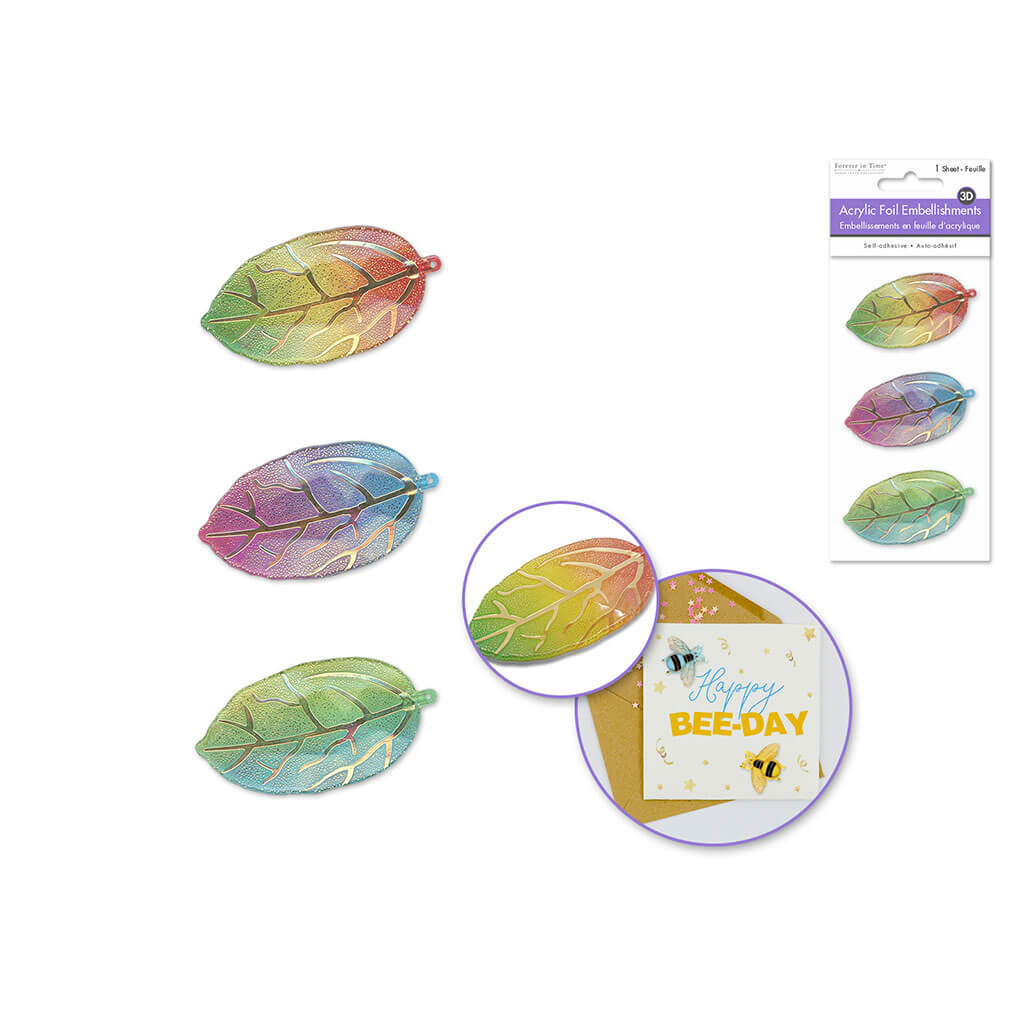 3D Acrylic Foil Embellishments Peel-n-Stick, Leaf