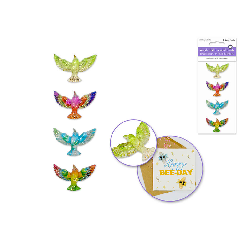 3D Acrylic Foil Embellishments Peel-n-Stick, Magpie