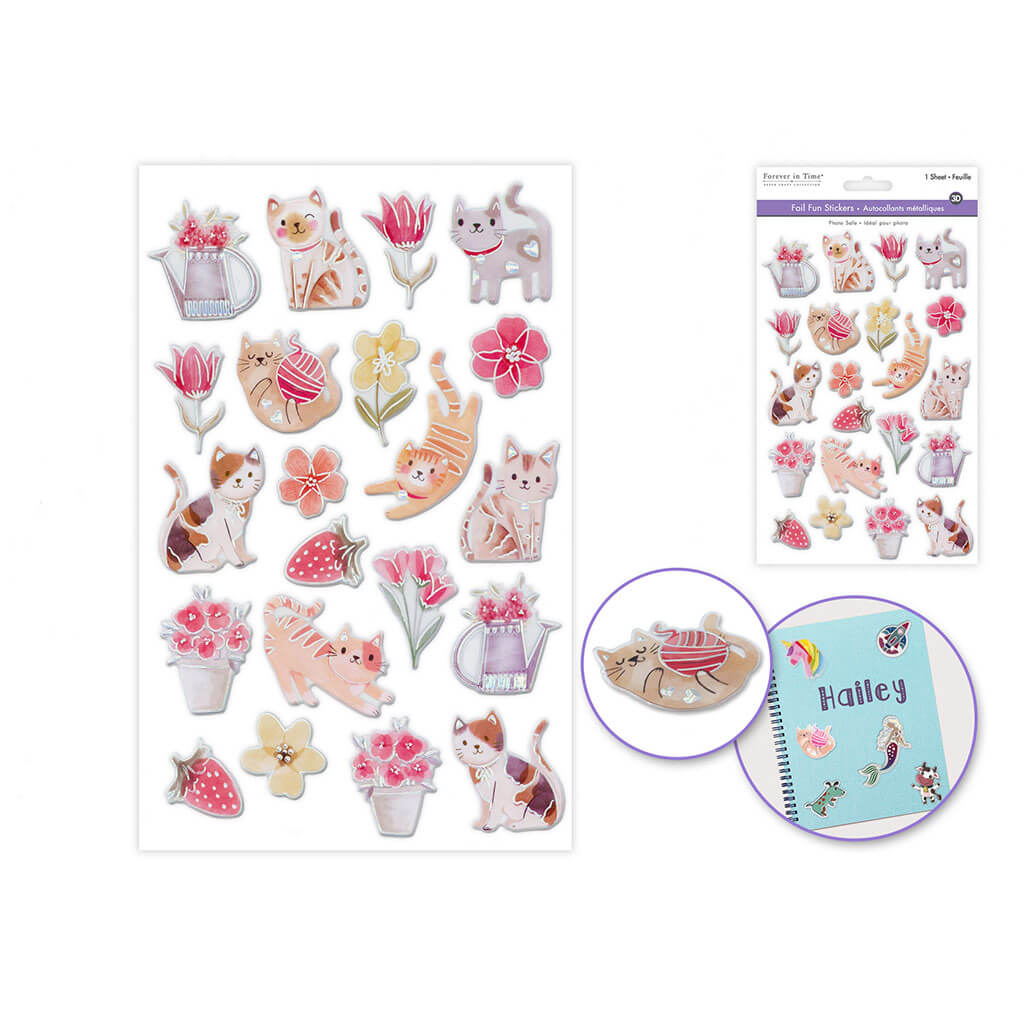 Paper Craft Sticker 5.5in x 8.3in Foil Fun, Cat Frolic