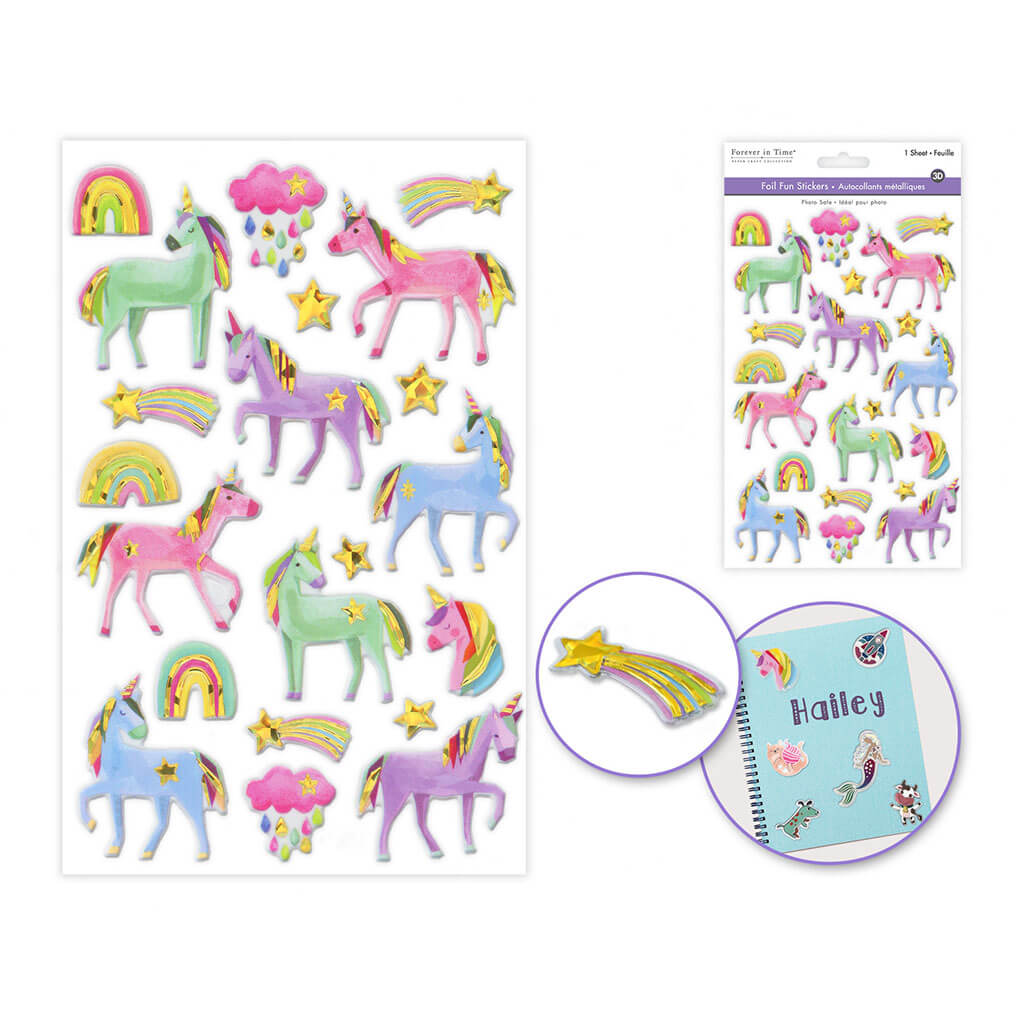 Paper Craft Sticker 5.5in x 8.3in Foil Fun, Glided Unicorn