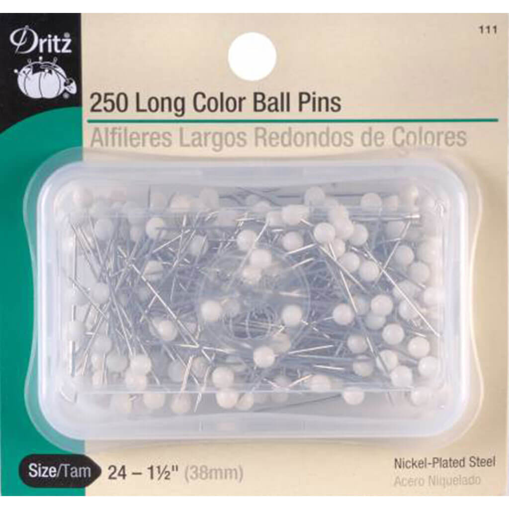 Dritz Long Color Ball Pins 250ct, Size 24