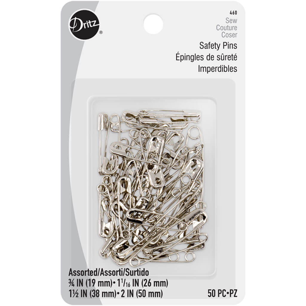 Safety Pins Nickel Plated Size 00-1-2-3, 50pc