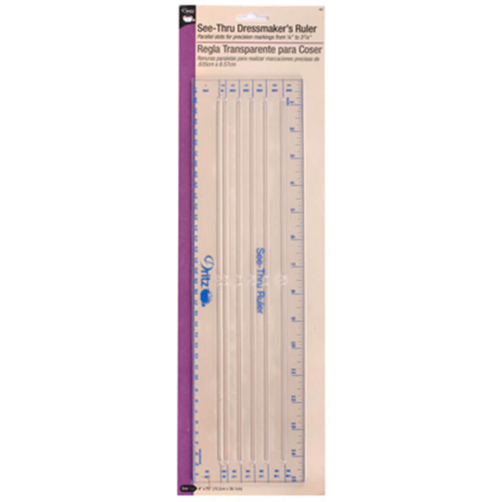 Dritz See-Through Dressmaker's Ruler 4in x 15in