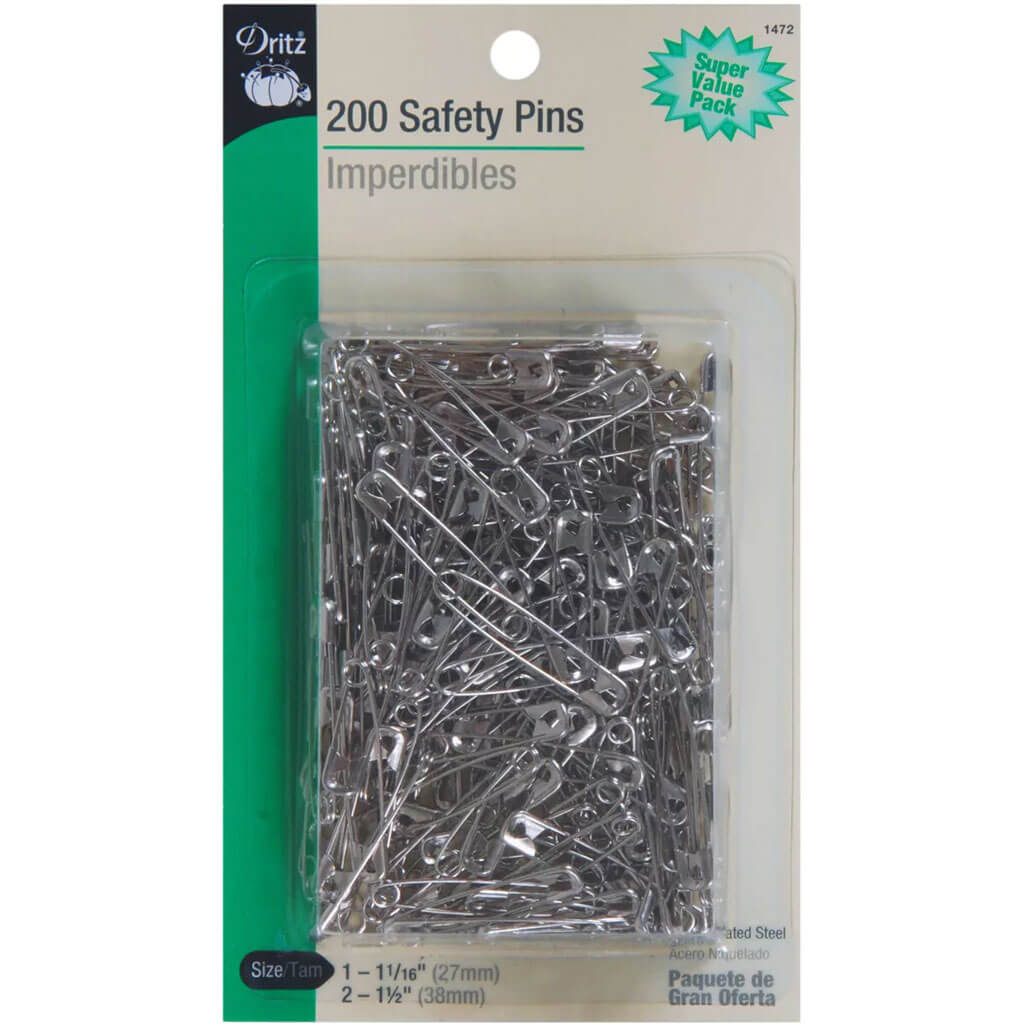 Dritz Super Value Pack Safety Pins 200ct, Size 1 &amp; 2