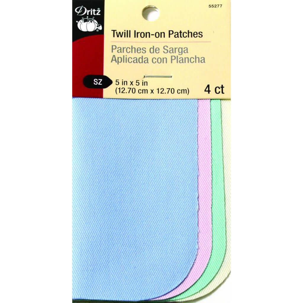 Twill Iron-On Patches 5in x 5in 4pc, Pastel Assorted