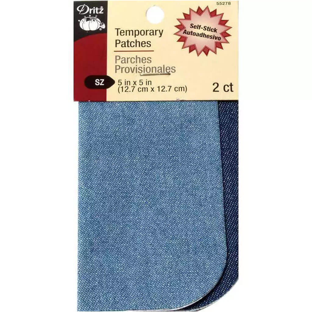 Self-Stick Temporary Denim Patches 5in x 5in Assorted, 2pc