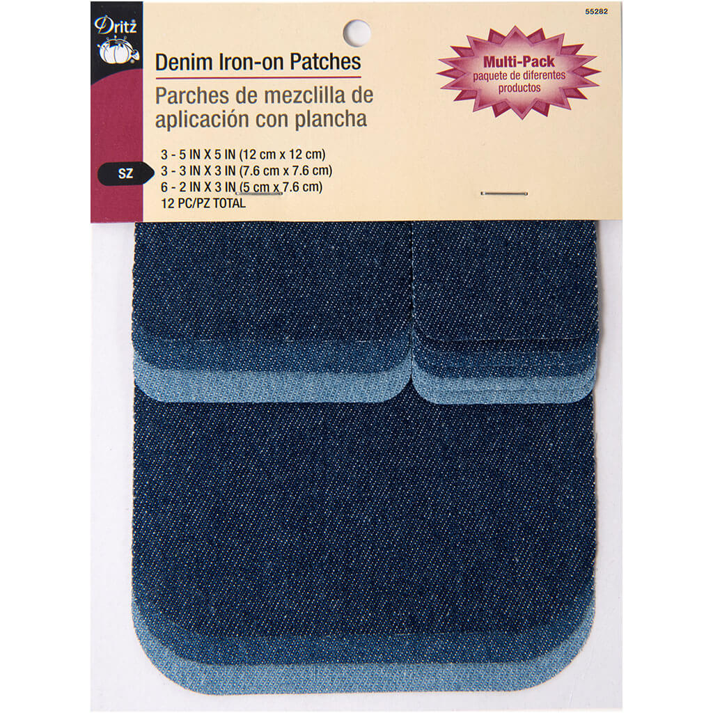 Denim Iron-On Patches, Assorted, 12pc