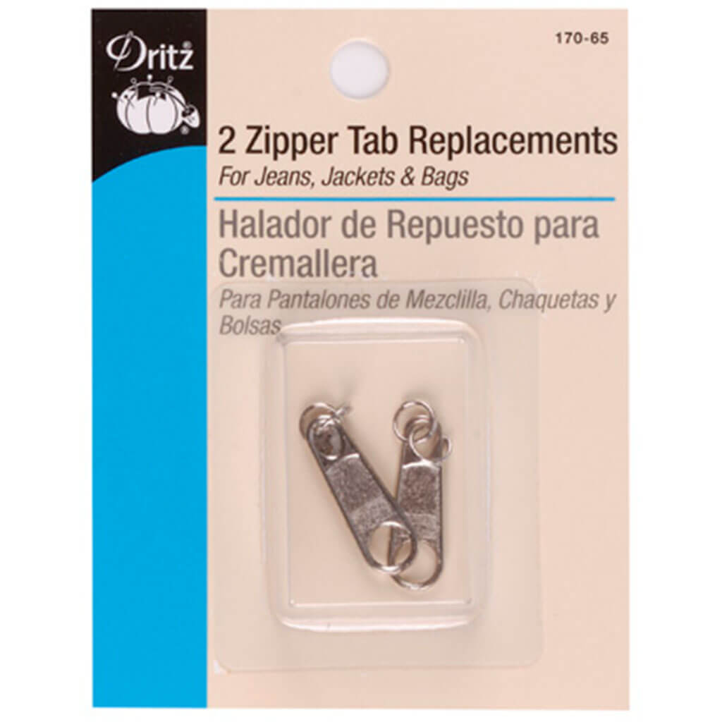 Zipper Tab Replacements Nickel, 2pc