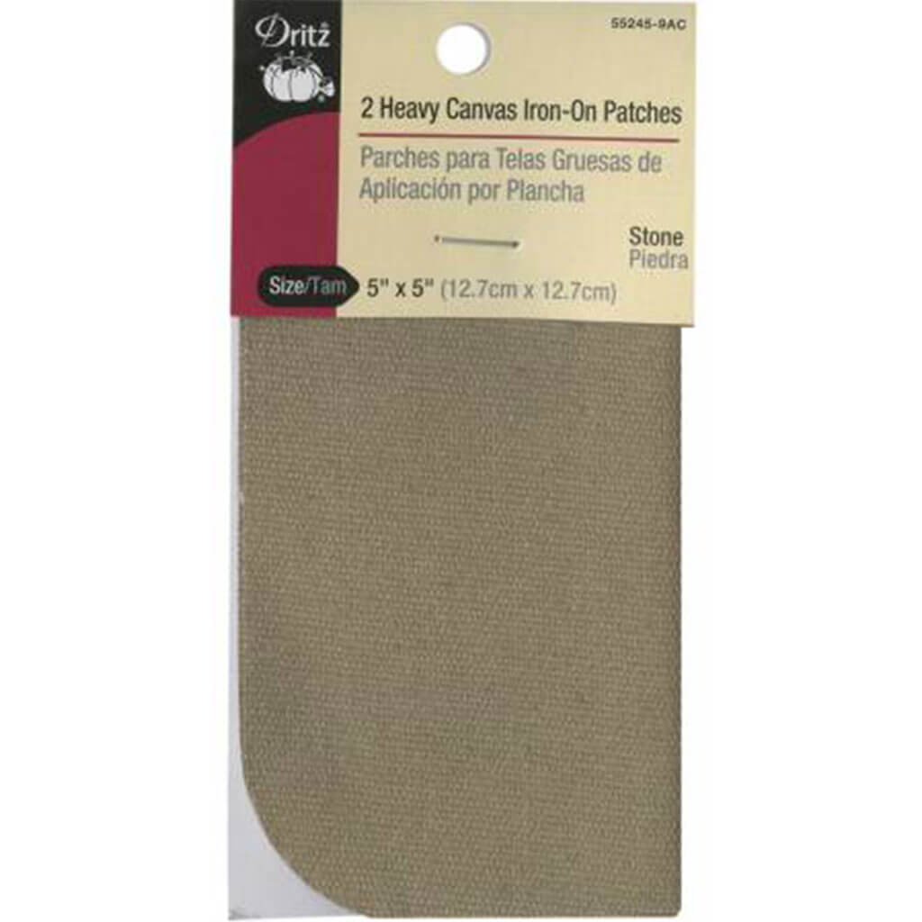 Dritz Heavy Canvas Iron-On Patches Stone 5in x 5in 2ct