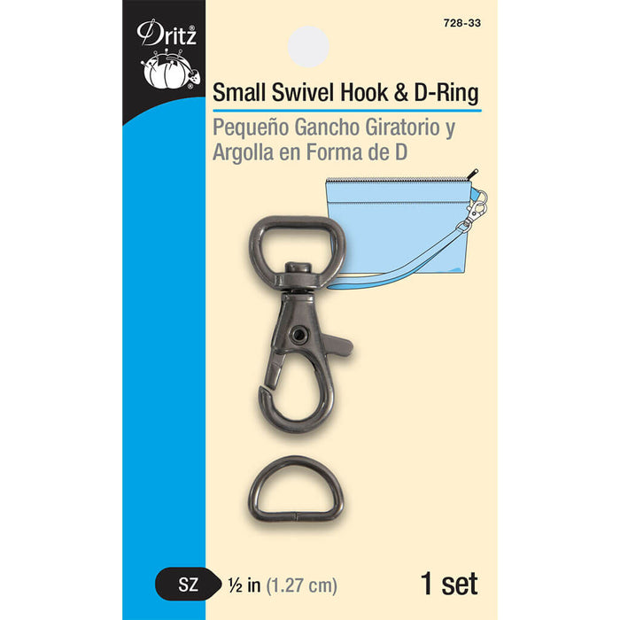 Dritz Small Swivel Hook & D-Ring 1/Set Gunmetal