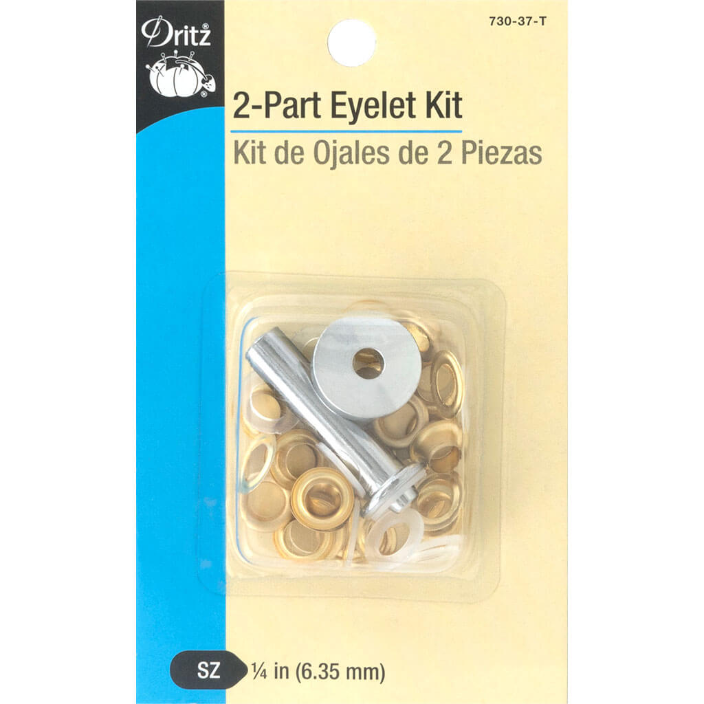 Dritz 2-Part Eyelet Kit with Tools 1/4in Matte Gold, 15ct