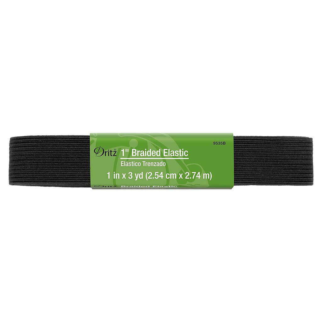 Braided Elastic, 1in x 3yd, Black