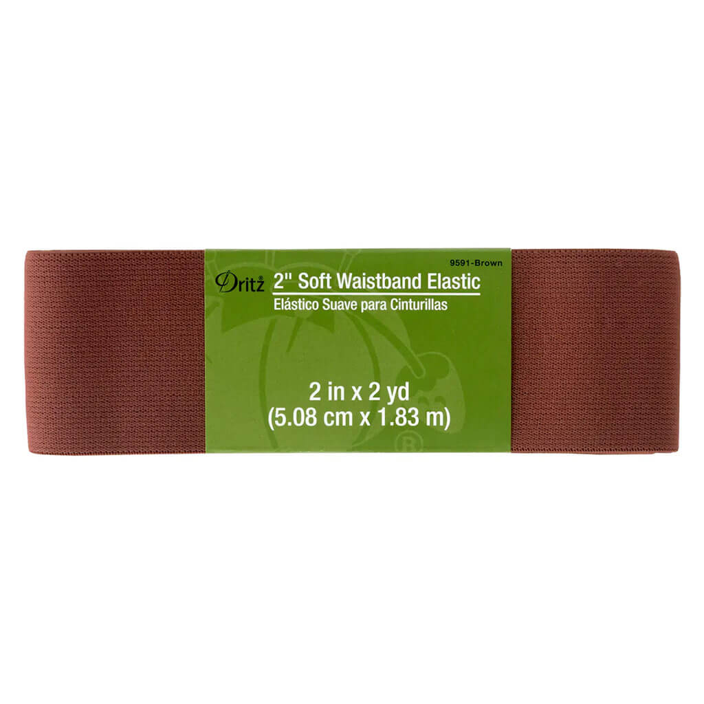 Soft Waistband Elastic 2in x 2yd, Brown