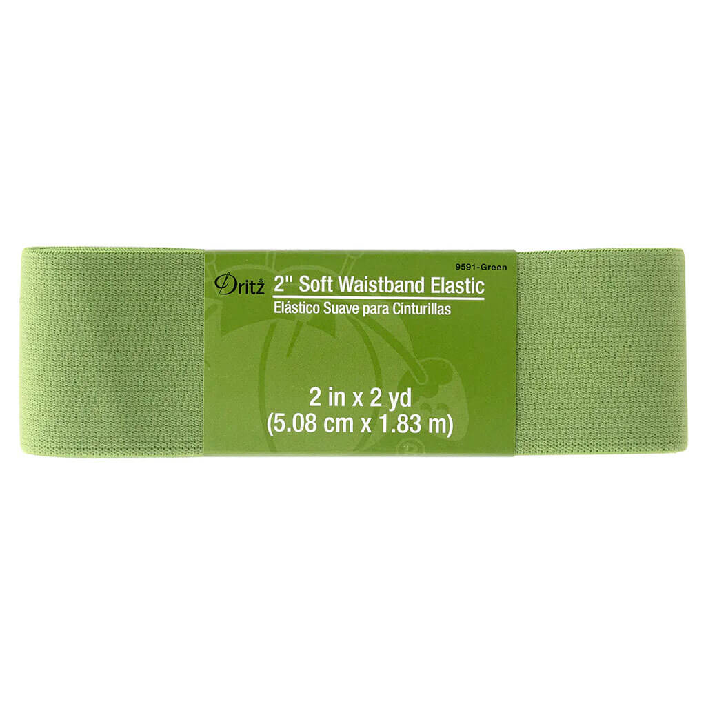 Soft Waistband Elastic 2in x 2yd, Green