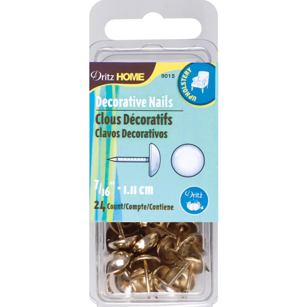 Dritz Home Decorative Nails 7/16" 24ct, Gilt Smooth Head