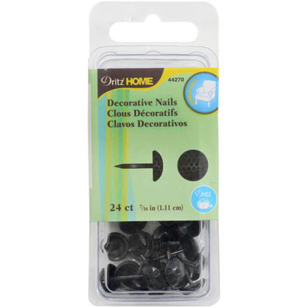 Dritz Home Upholstery Decorative Nails 7/16&quot; 24ct, Black