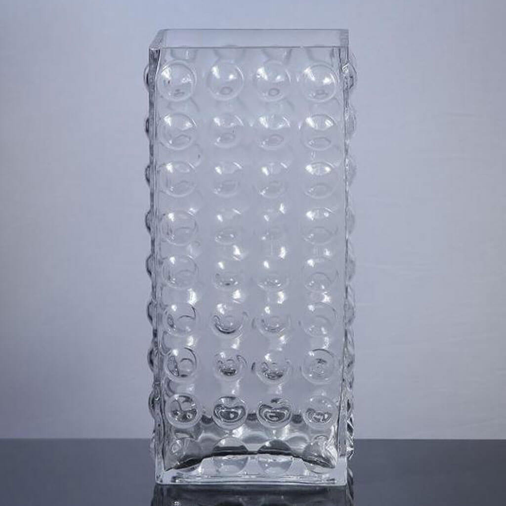 Block Bubble Glass Vase 4.5in x 3in x 11in