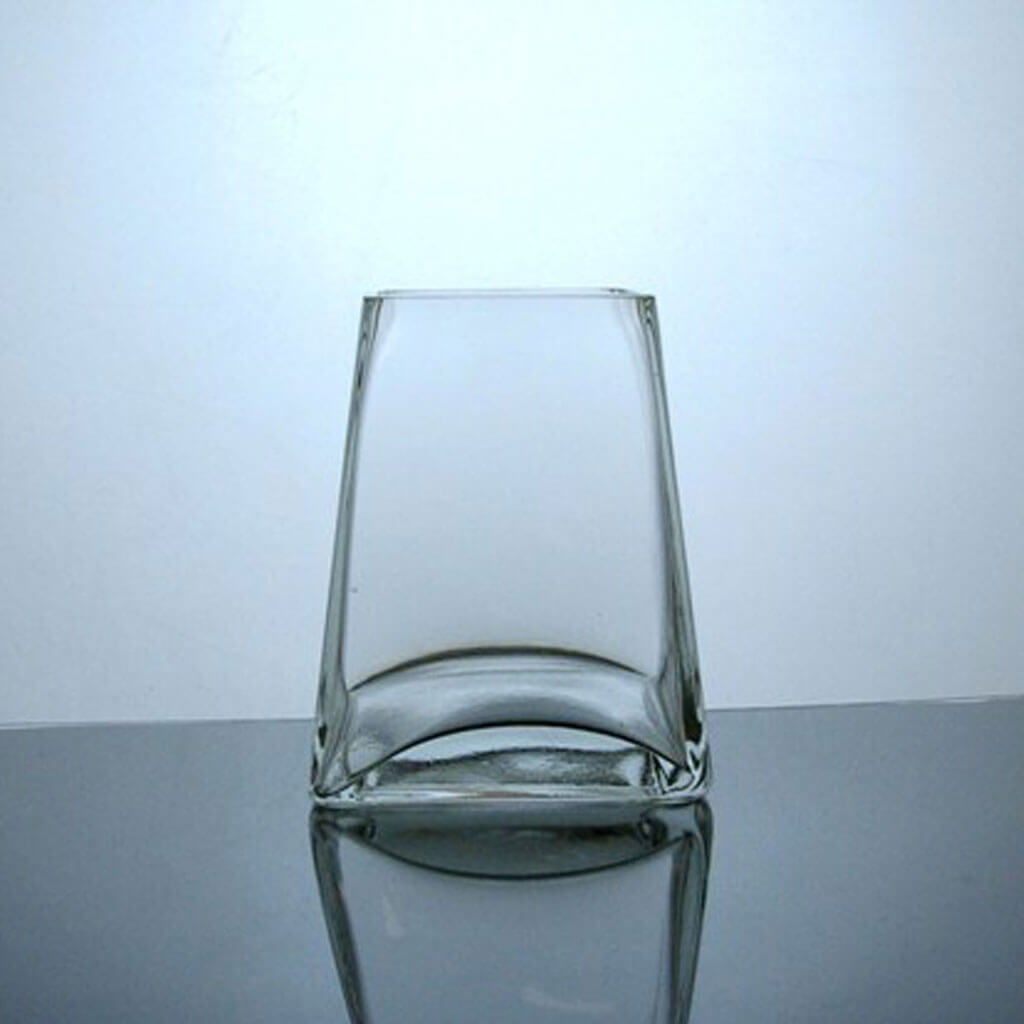 Short Tapered Up Glass Vase 3.5in x 5in x 5in