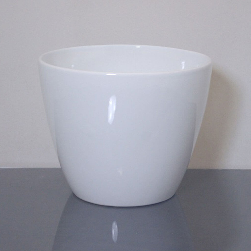 Ceramic Bowl Vase 7in x 6in, White