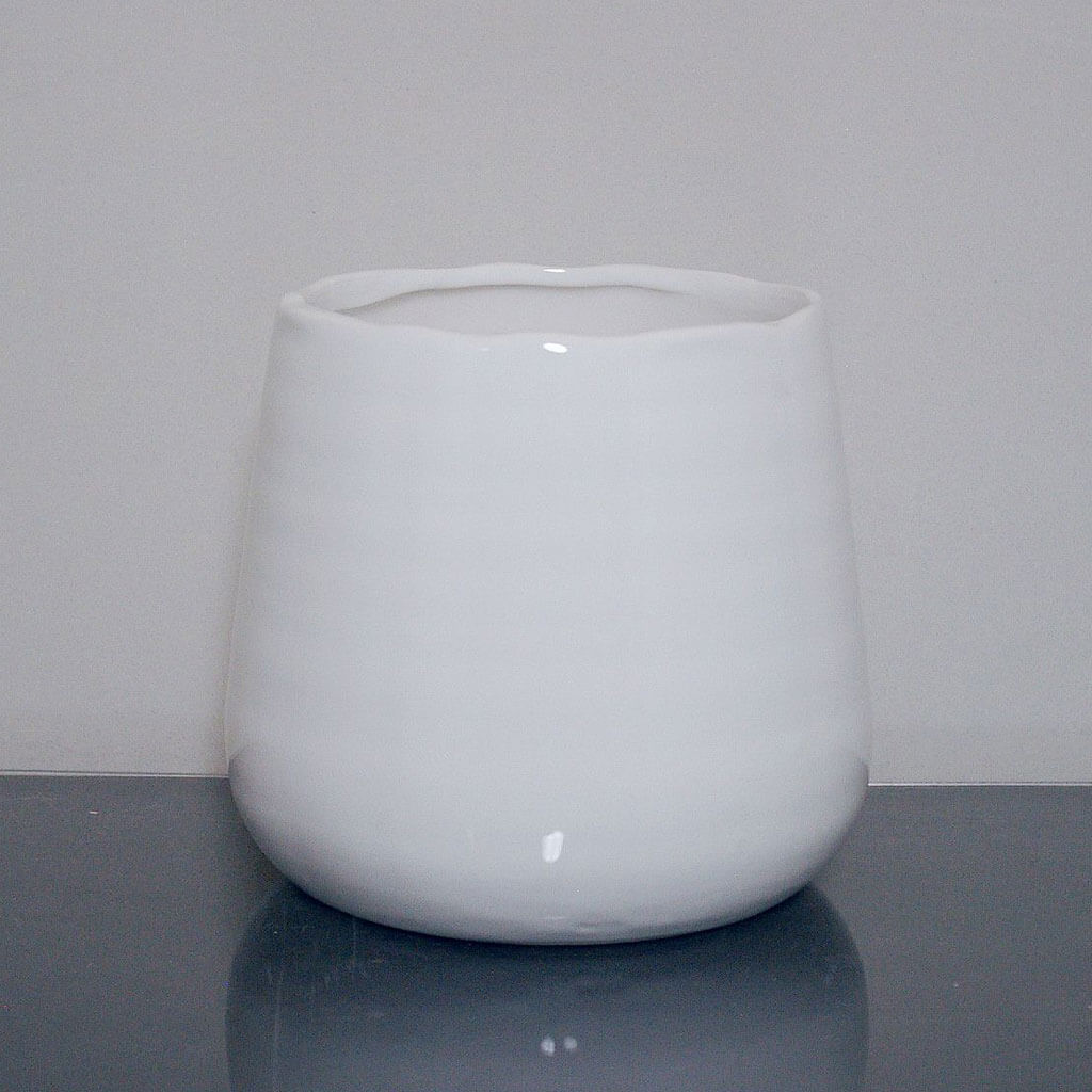 Ceramic Flower Pot Vase 5.75in x 6.5in, White