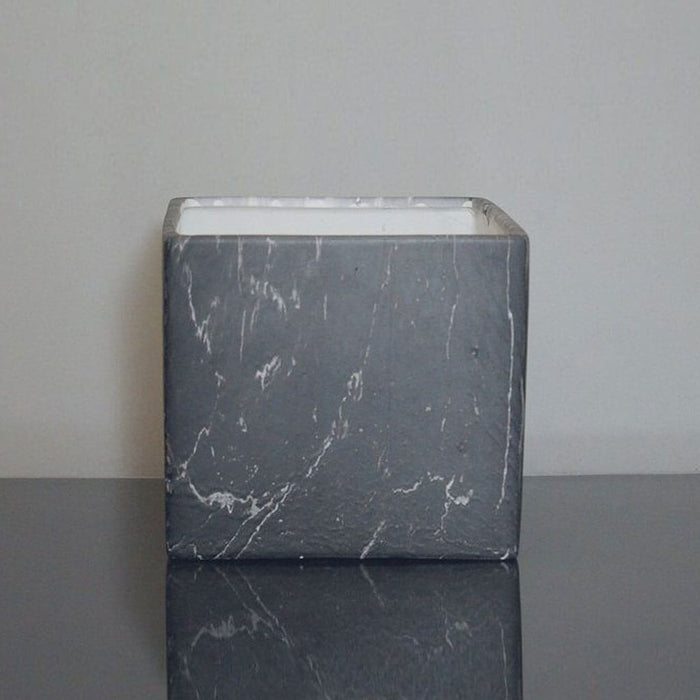 Ceramic Marble Cube Vase 6in x 6in x 6in, Grey