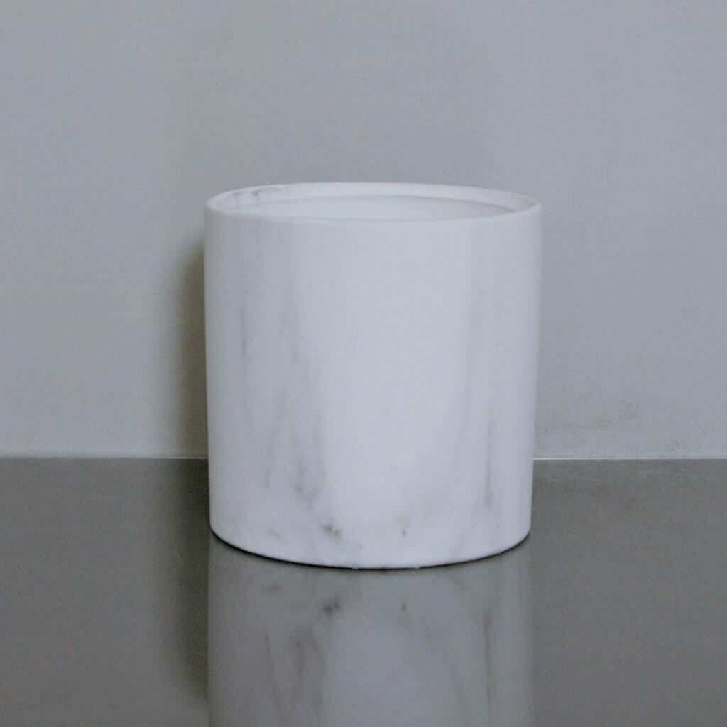 Ceramic Marble Cylinder Vase 5in x 5in, White