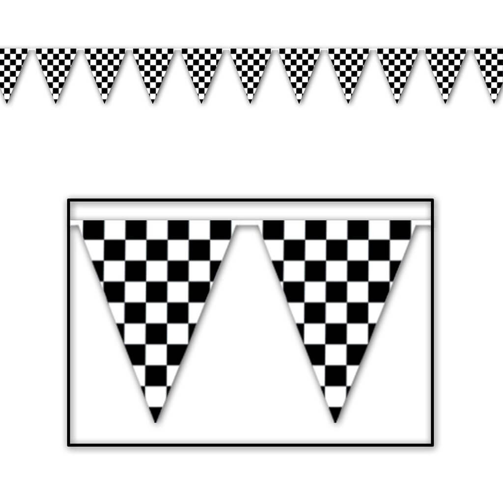 Checkered Pennant Banner, 17in x 30ft