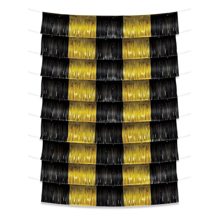Metallic Fringe Garland Backdrop Black and Gold