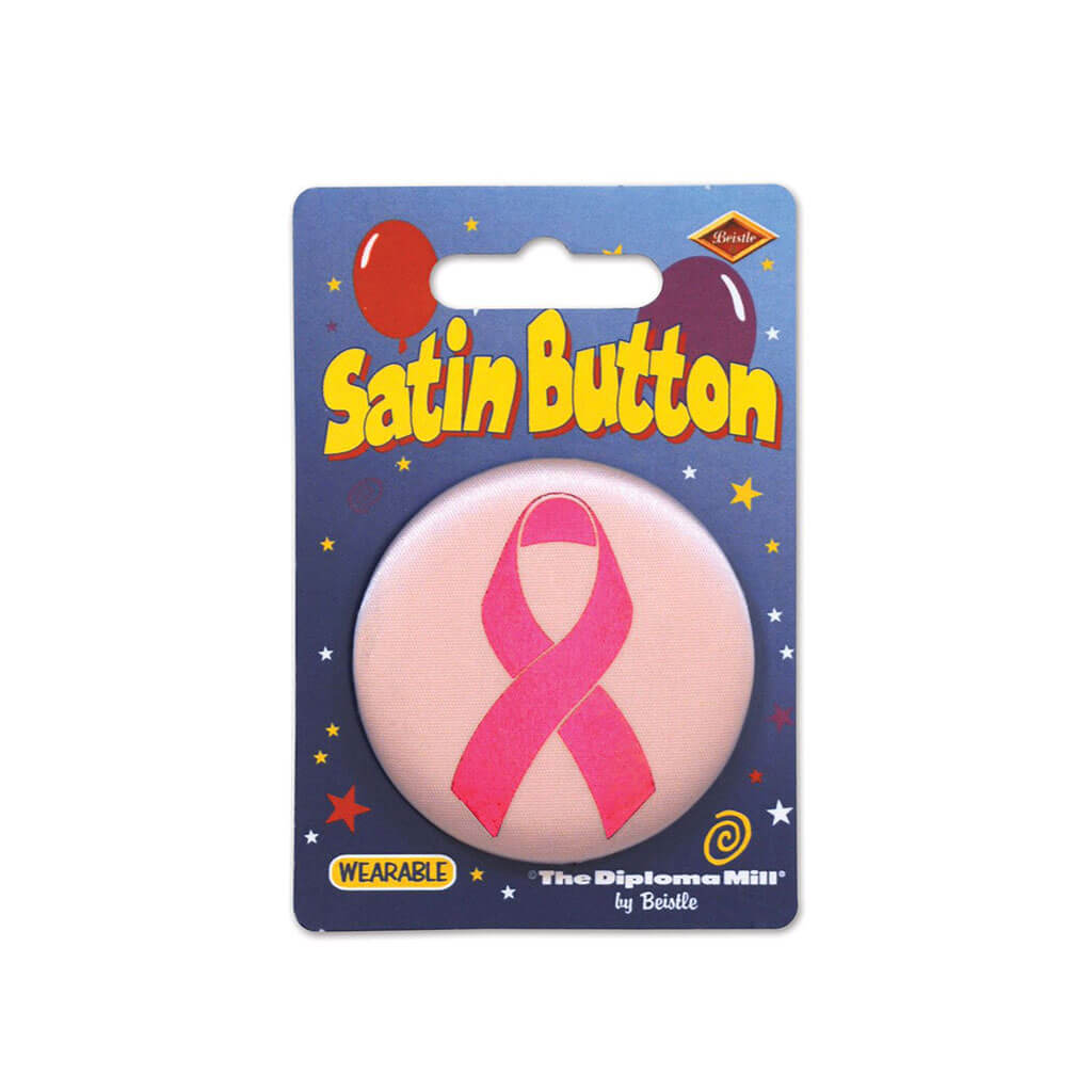 Pink Ribbon Satin Button