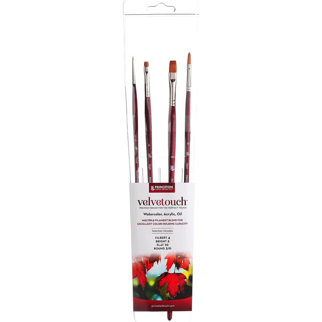 Velvetouch Long Handle Mixed Media Brush Set, 4ct