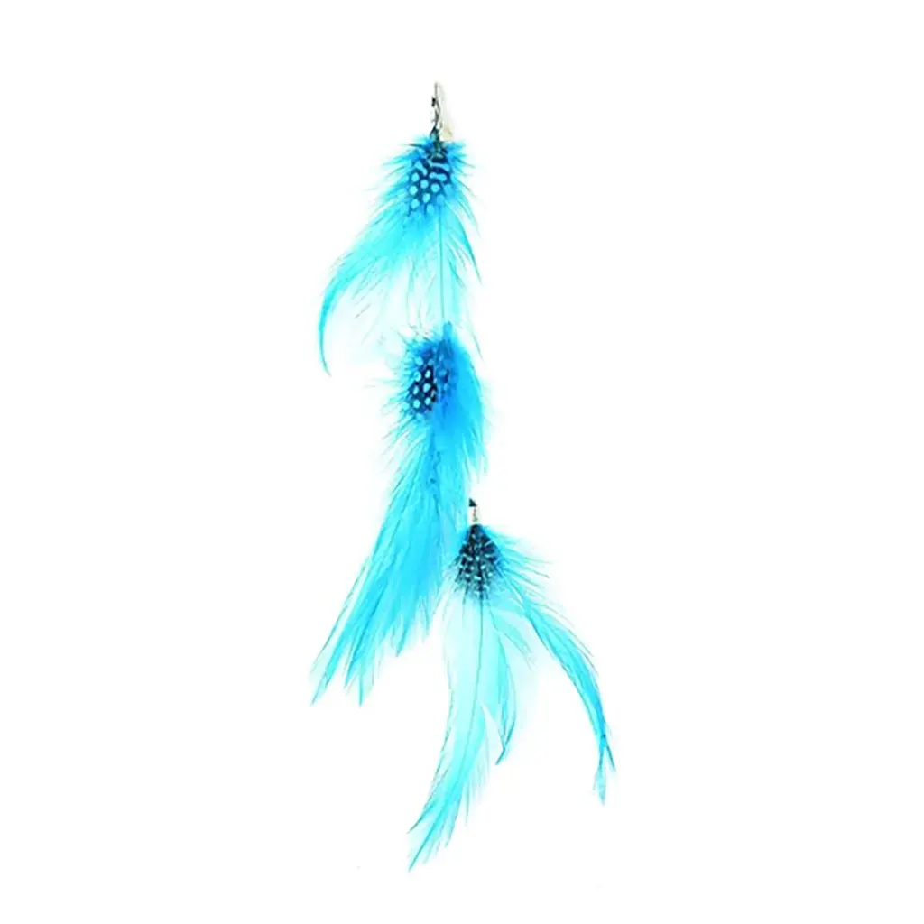 Touch of Nature Feather Hair Extension x 3 w/9pcs Bleached and Dyed 24 Hackle (Turquoise)