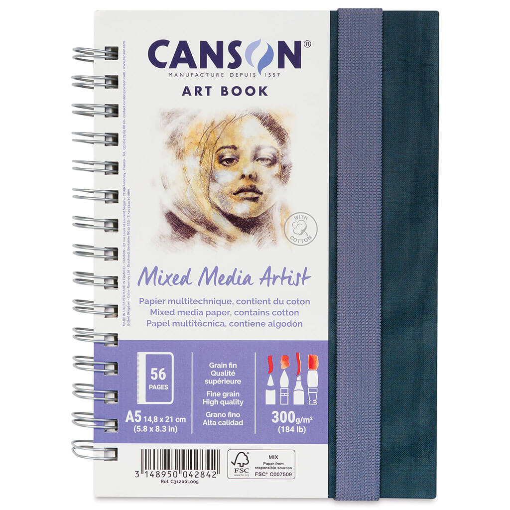 Canson Mixed Media Artist Art Book A5 14.8cm x 21cm, 28 Shts