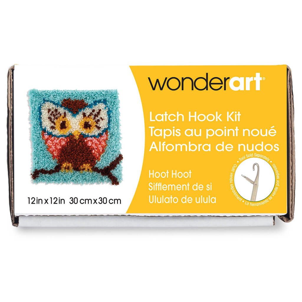 Wonderart Latch Hook Kit 12in x 12in, Hoot Hoot