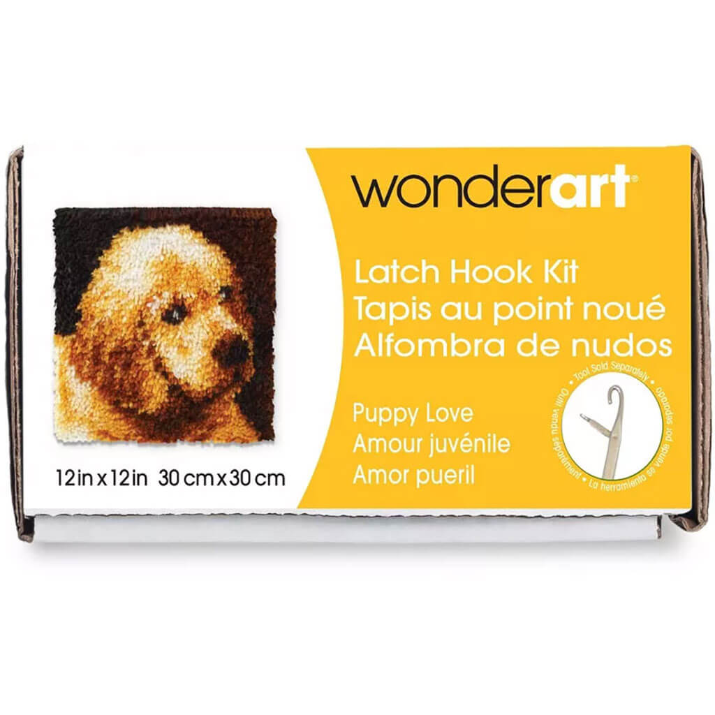 Wonderart Latch Hook Kit 12in x 12in, Puppy Love