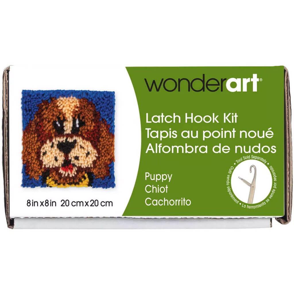 Wonderart Latch Hook Kit 8in x 8in, Puppy