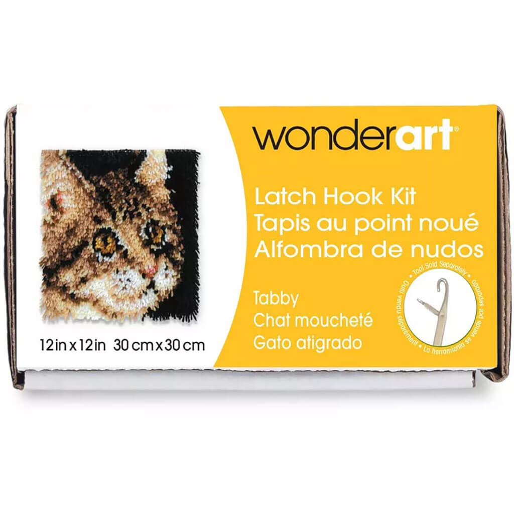 Wonderart Latch Hook Kit 12in x 12in, Tabby