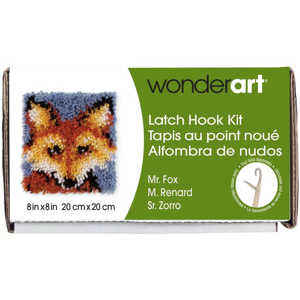 Wonderart Latch Hook Kit 8in x 8in, Mr. Fox