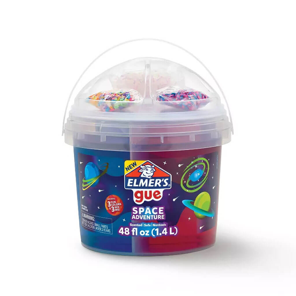 Elmer's Gue Pre-Made Slime Bucket 3lb with Mix-Ins, Space Adventure