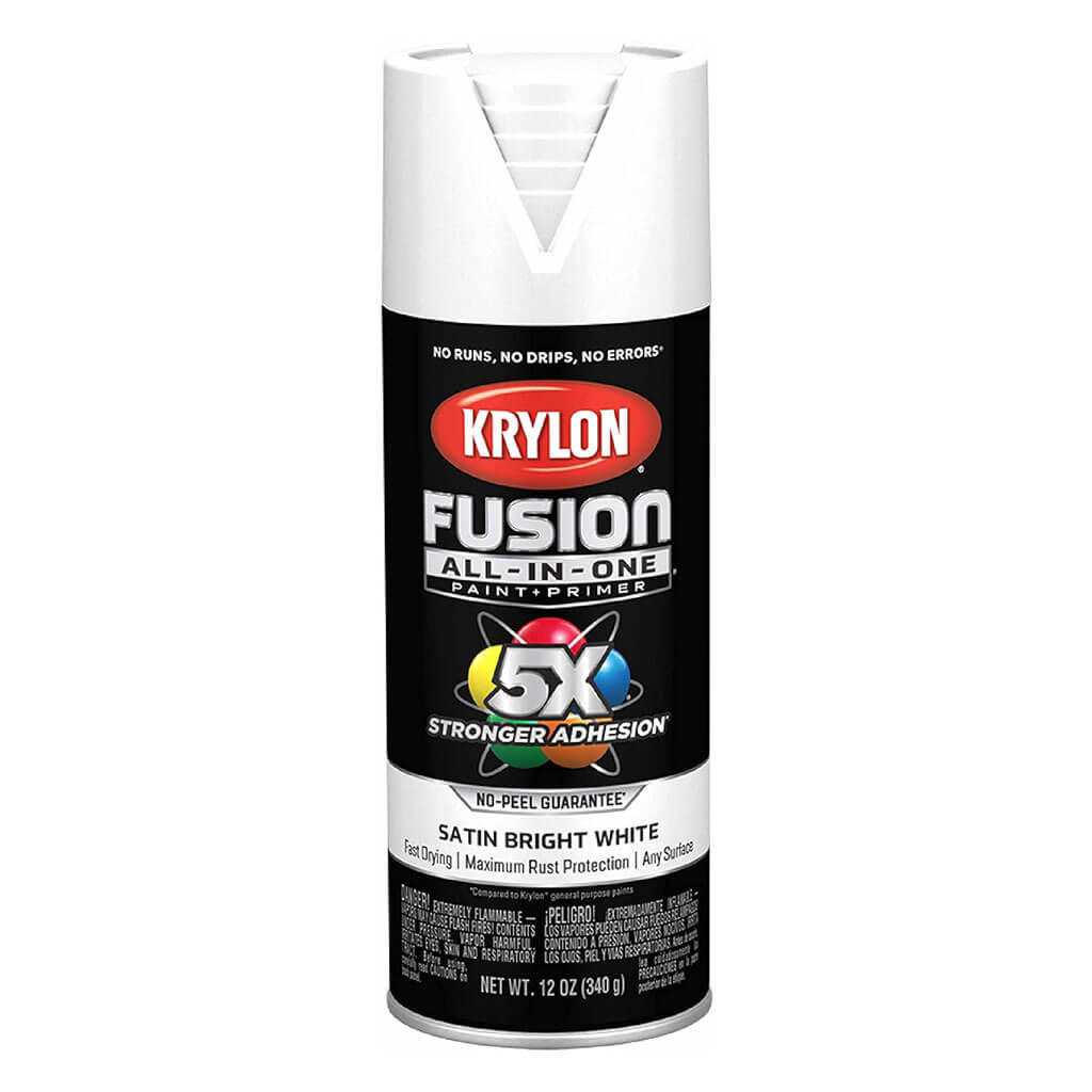 KRYLON Fusion All-in-one Spray Paint + Primer, Satin Bright White, 12oz