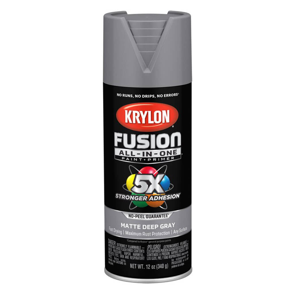 KRYLON Fusion All-in-One Spray Paint + Primer, Matte Deep Gray, 12oz